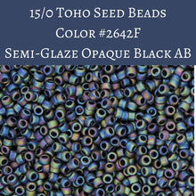  9 grams) 15/0 Toho Seed Beads #T2642F Semi-glaze Black AB