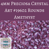 50 beads) 4mm Preciosa Crystal Round Beads Amethyst Purple