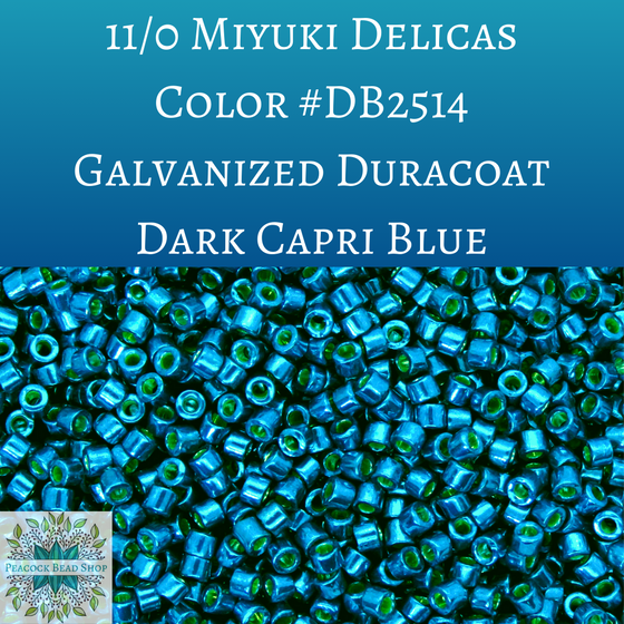 8 grams) 11/0 Miyuki Delica Beads DB2514 Galvanized Duracoat Dark Capri Blue