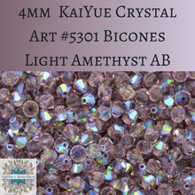  50 beads) 4mm Discontinued KaiYue Crystal Bicones Light Amethyst AB
