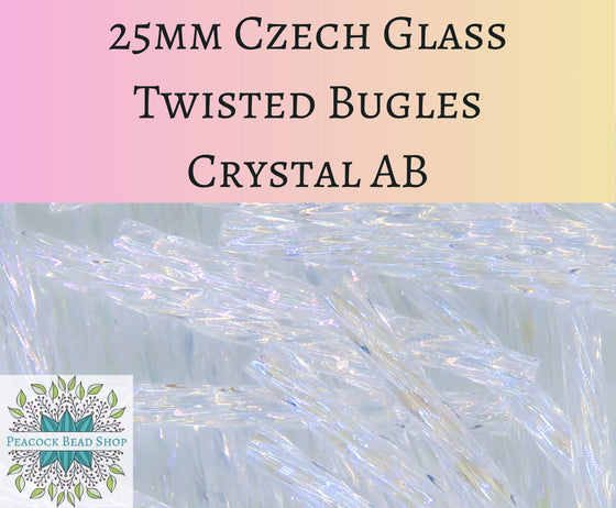10 grams) 25mm Czech Bugles Crystal AB