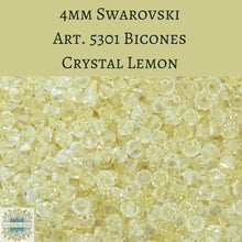  50 beads) 4mm Swarovski Crystal Bicone Beads Crystal Lemon AM
