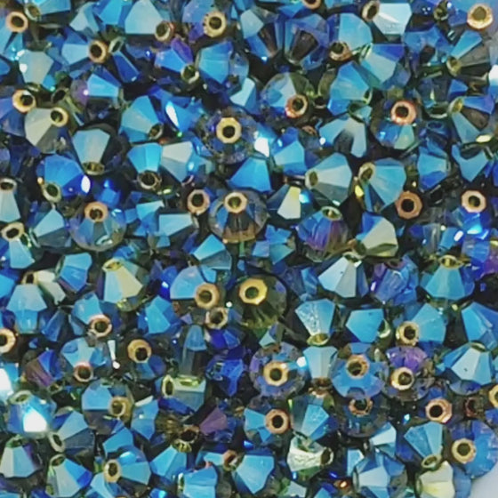 50 beads) 4mm Preciosa Crystal Bicones Olivine 2xAB