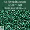 9 grams) 15/0 Miyuki Seed Beads #1422 Silver Lined Emerald