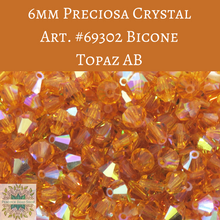  36 beads) 6mm Preciosa Crystal Bicones Topaz AB