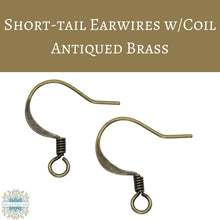  5 pairs) Short Tailed French Earwires with Coil Antiqued Brass