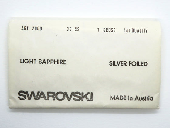 10 pcs) SS34 Vintage 80s Swarovski Flatbacks Light Sapphire Art. #2000
