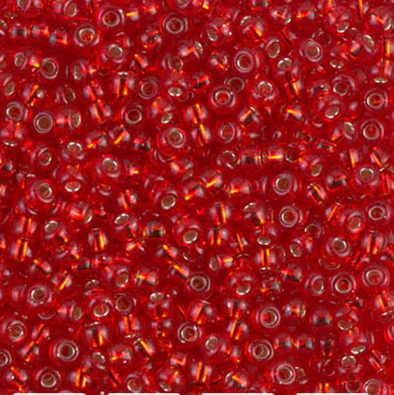 8/0 Seed Beads_Silverlined Flame Red_Miyuki #10_Japanese Seed Beads_10 grams_Beadweaving