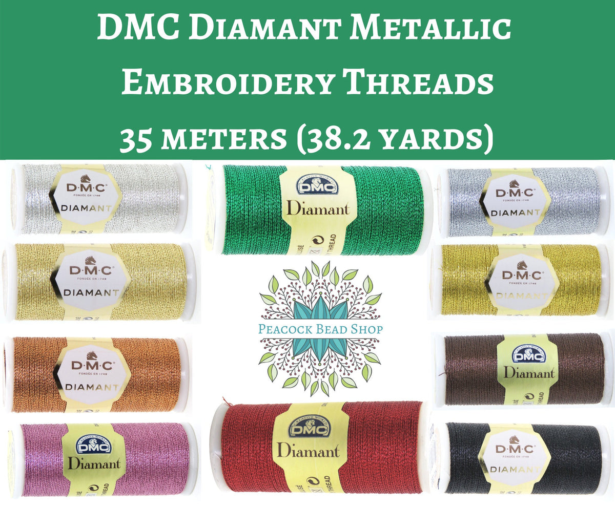 DMC Diamant Metallic Embroidery Thread – Silver D415, 72% Viscose 28% Metallic Polyester, Hand Wash Only