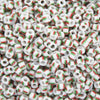 11 grams) 8/0 Toho Seed Beads_Red and Green Stripe on White_Color # L3-105