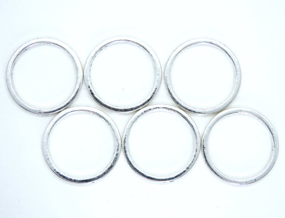 6 pieces_25x2mm Silver Pewter Connector Rings