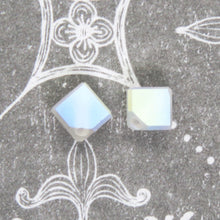  10 beads) 4mm Discontinued Preciosa Crystal Diagonal Cube Beads_Matte Crystal AB