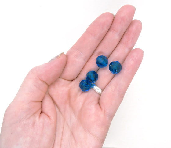 6 beads) 10mm Preciosa Crystal Round Beads Capri Blue