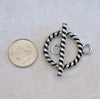 2 sets) 24mm Toggle Clasp_Twisted Rope_Antiqued Silver_Pewter
