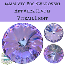  2 pcs) 14mm Vintage 80s Swarovski Crystal Rivolis Vitrail Light