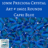 6 beads) 10mm Preciosa Crystal Round Beads Capri Blue