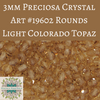 50 beads) 3mm Preciosa Crystal Round Beads Light Colorado Topaz
