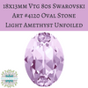 1 stone) 18x13mm Vintage 80s Swarovski Art #4120 Oval Stones Light Amethyst Unfoiled