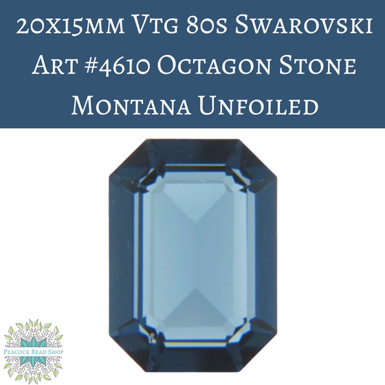 1 stone) 20x15mm Vtg 1980s Swarovski #4610 Emerald-cut Octagon Stone Montana Unfoiled