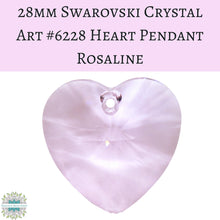  1 pc) 28mm Swarovski Crystal Art #6228 Heart Pendant Rosaline