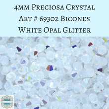  50 beads)  4mm Preciosa Crystal Bicones White Opal Glitter
