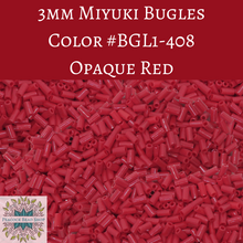  9 grams) 3mm Miyuki Bugle Beads #408 Opaque Holiday RED