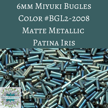  8.5 grams) 6mm Japanese Bugle Beads Matte Metallic Patina Iris Miyuki #2008