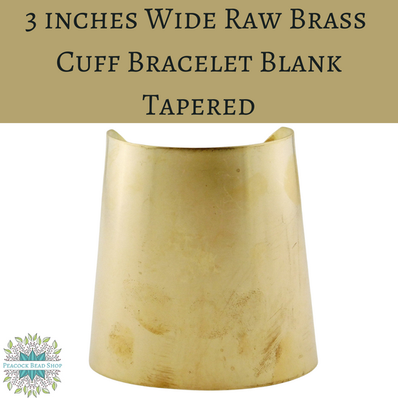 1 bracelet) 3 inch Wide Tapered Brass Cuff Bracelet Blanks