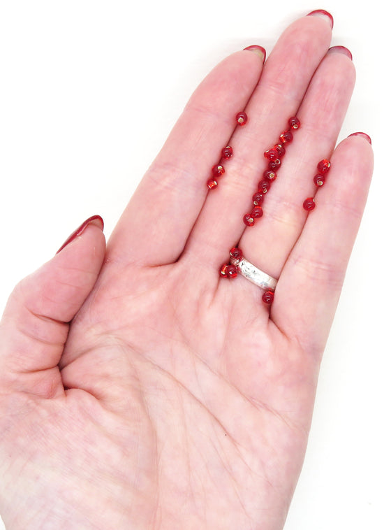 12.5 grams) 3.4mm Miyuki Drop Beads #DP-10 Silver-lined Flame Red