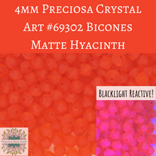  *69302-4-MatHya 4mm Preciosa Crystal Bicones Matte Hyacinth Blacklight Reactive