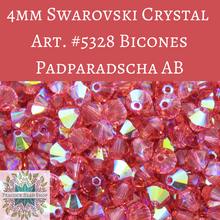  50 beads) 4mm Swarovski Crystal Bicone Beads Padparadscha AB