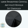 2 pieces) 14mm Vtg 90s Swarovski Crystal Rivolis Jet Black