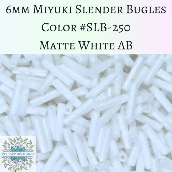 7.5 grams 6mm Miyuki Slender Bugles #402FR Matte White AB
