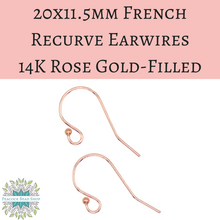  *RGF-8  20x11.5mm Small French Earwires with Ball detail in 14K Rose Goldfill