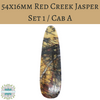 OOAK) 54x16mm Red Creek Jasper Long Teardrop Set 1 / Cab A