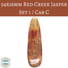 OOAK) 54x16mm Red Creek Jasper Long Teardrop Set 1 / Cab C