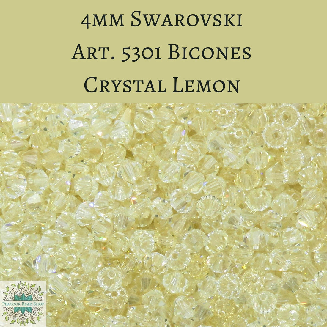  50 beads) 4mm Swarovski Crystal Bicone Beads Crystal Lemon AM