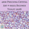 50 beads) 4mm Preciosa Crystal Bicones Violet 2xAB