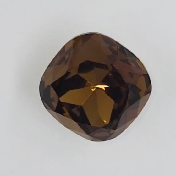 2 stones) 12mm Glass Cushioned Square Stone Smoked Topaz