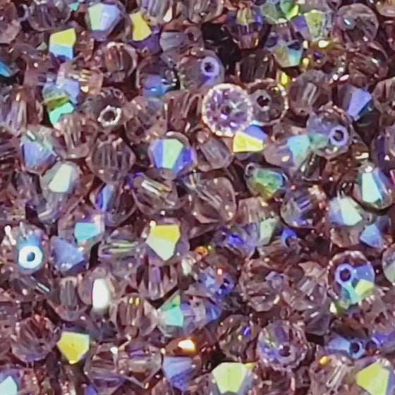 50 beads) 4mm Discontinued KaiYue Crystal Bicones Light Amethyst AB