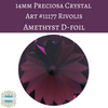 2 pieces) 14mm Preciosa Crystal Rivolis Amethyst D-Foil