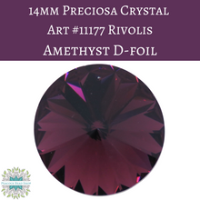  2 pieces) 14mm Preciosa Crystal Rivolis Amethyst D-Foil