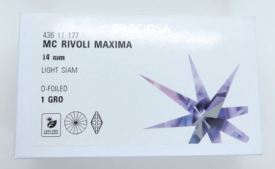 2 pieces) 14mm Preciosa Crystal Rivolis Light Siam