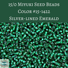  9 grams) 15/0 Miyuki Seed Beads #1422 Silver Lined Emerald