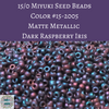 9 grams) 15/0 Miyuki Seed Beads #2005 Matte Metallic Dark Raspberry Iris