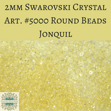  50 beads) 2mm Swarovski Crystal Art #5000 Rounds Jonquil Yellow