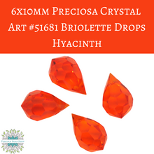  6 beads) 6x10mm Preciosa Crystal Briolette Drops Hyacinth