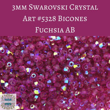  50 beads) 3mm Swarovski Bicones Fuchsia AB Article 5328