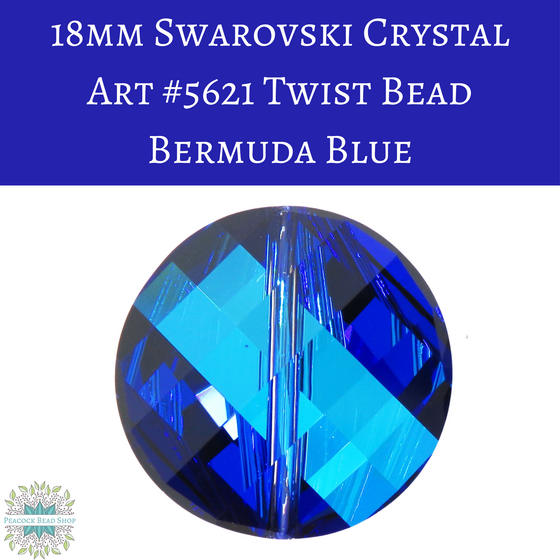 1 bead) 18mm Swarovski Twist Bead Bermuda Blue