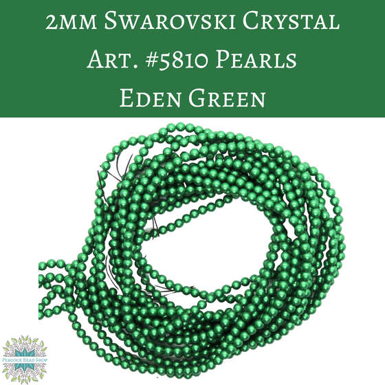 50 beads) 2mm Swarovski Crystal Pearls Eden Green